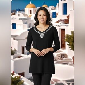 0134 IMAN Black Top with Silver Accents